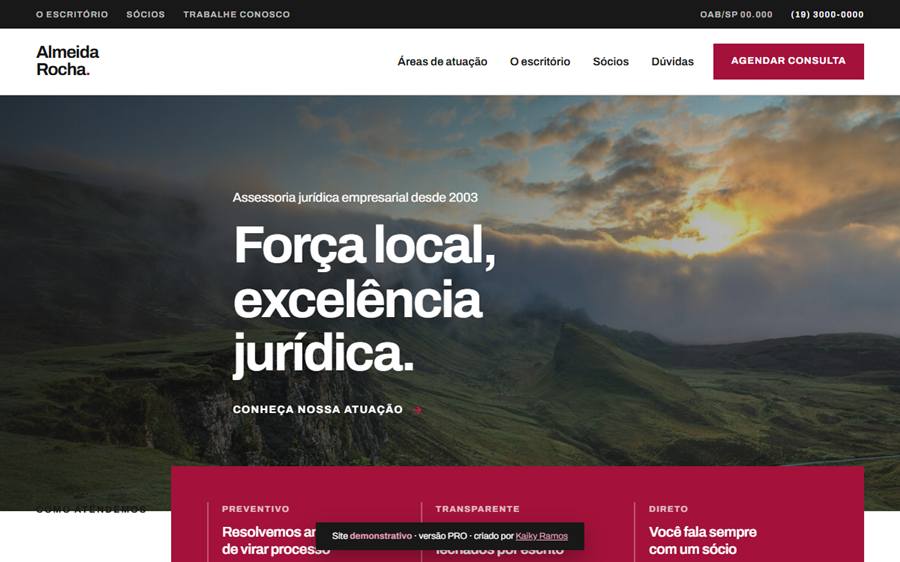 Versão PRO corporativa do site de advocacia