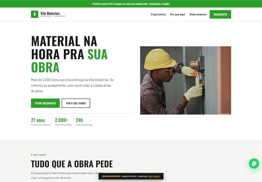 Versão Essencial do site de material de construção